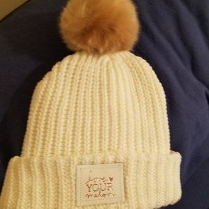 Love Your Melon Rose Gold Foil Pom Pom Hat